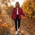 thumbnail image 3 of Lumtrix Jackets For Women Cropped Fashion Corduroy Button Down Coats, Long Sleeve Shacket Lapel Collar Lightweight Fall Fashion Jackets Wine L, 3 of 5