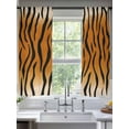 thumbnail image 2 of Brown Tiger Skin Sheer Curtains for Living Room Bedroom, Abstract Farm Brown Tiger Animal Texture Black Stripes Light Filtering Sheer Curtains, Rod Pocket Voile Window Drapes, 2 Panels Set 52"x 63", 2 of 7
