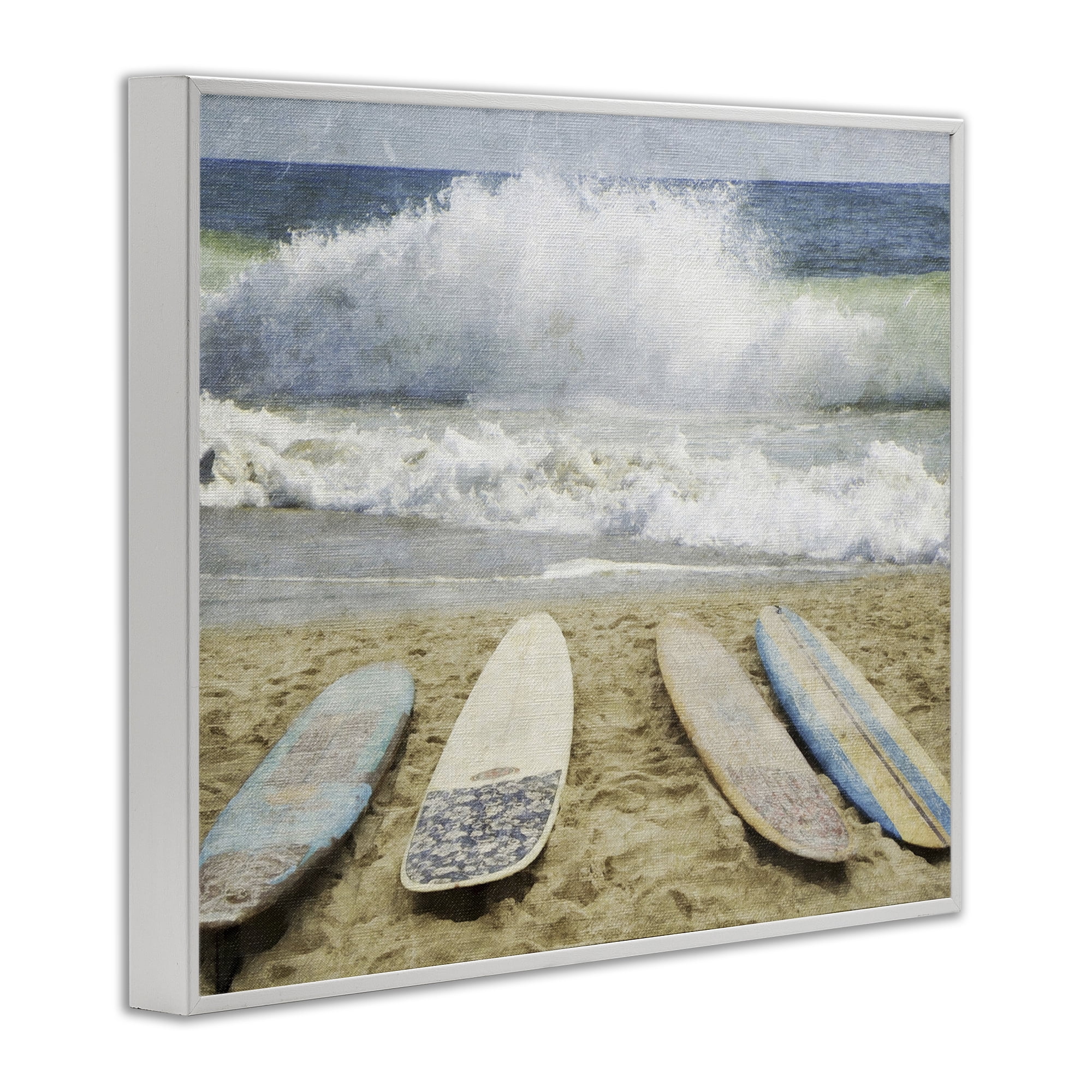 Stupell Industries Surfboards At The Ready White Framed Giclee Art, design by Grotto Studios