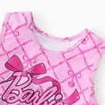 thumbnail image 5 of Barbie Girls Swimsuit Set Bow Print Graphic Ruffle Peplum Tankini Top Swim Bottoms 2 Piece Tankini Swimwear Sizes 4-5Y, 5 of 10