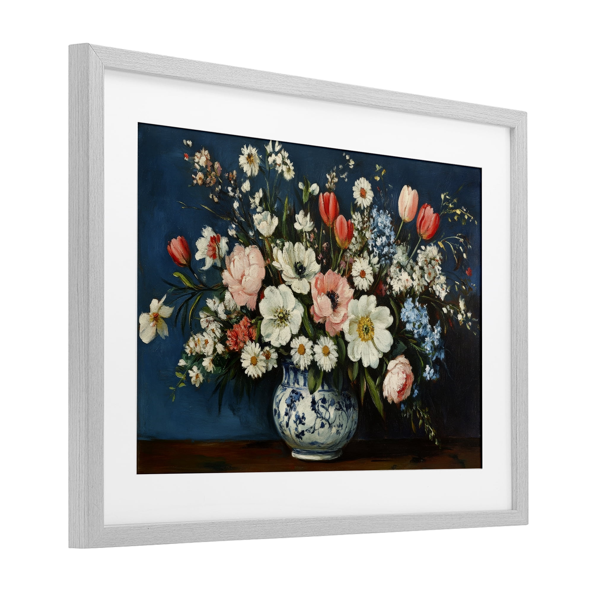 Stupell Industries Colorful Bouquet in Vase Gray Framed Print Under Glass, design by Petal Prints Design