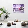 thumbnail image 3 of Bathroom Decor Canvas Wall Art Funny Bathroom Sign Wall Decor Zen Lotus Flower Stone Candle Sand Spa Painting for Bathroom Yoga Room Purple Bathroom Artwork Framed 12"x16", 3 of 6