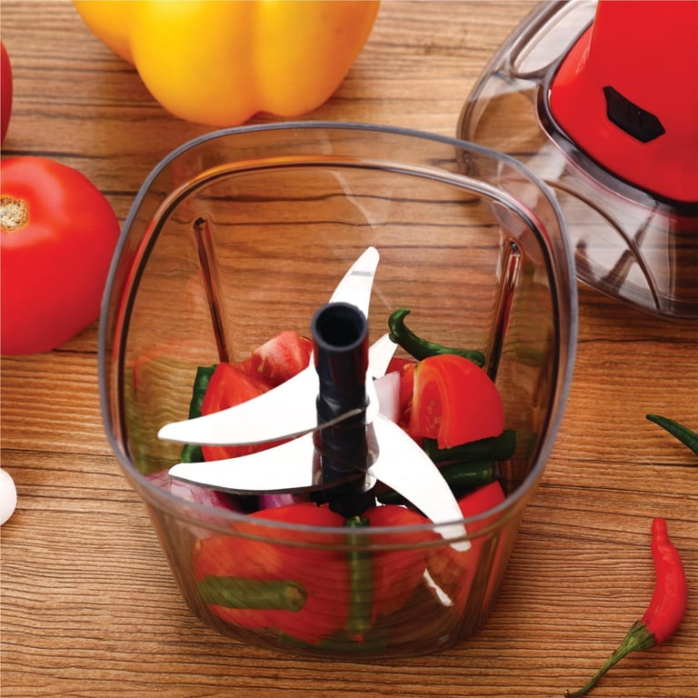 Picadora De Alimentos Manual De 2 Litros - Ideal Para Vegetales, Fácil De Limpiar, De Plástico ABS Transparente