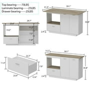 MONSLIPA Kitchen Island with Drop Leaf Countertop, Kitchen Storage Cabinet with Open Shef and Drawer for Dining Room