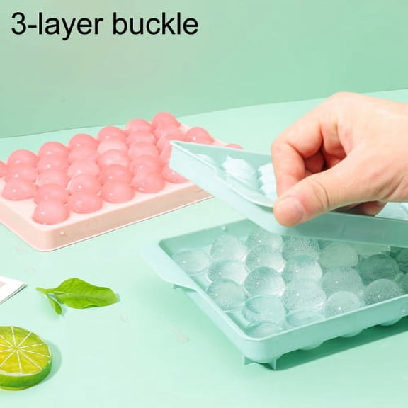 Cheers.US Round Ice Cube Tray with Lid Ice Ball Maker Mold for Freezer with Container Mini Circle Ice Cube Tray Making Sphere Ice Chilling Cocktail Whiskey Tea Coffee