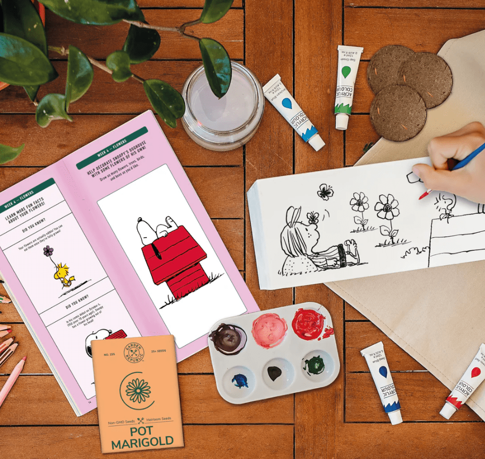 Peanuts Snoopy Paint & Grow Starter Kit Snoopy Decorate Planter Art and Craft Kit
