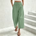 thumbnail image 5 of Sevevn Women's Cropped Casual Wide Leg Palazzo Pants Elastic Waisted Flowy Trousers with Pockets, 5 of 8