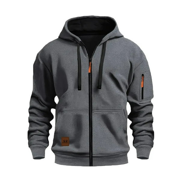 MHFRRA Sudadera con Capucha y Cremallera, Chaqueta con Cremallera Completa y Bolsillos Delanteros, Jersey Deportivo Ligero, Ajuste Cómodo E Informal Gris oscuro