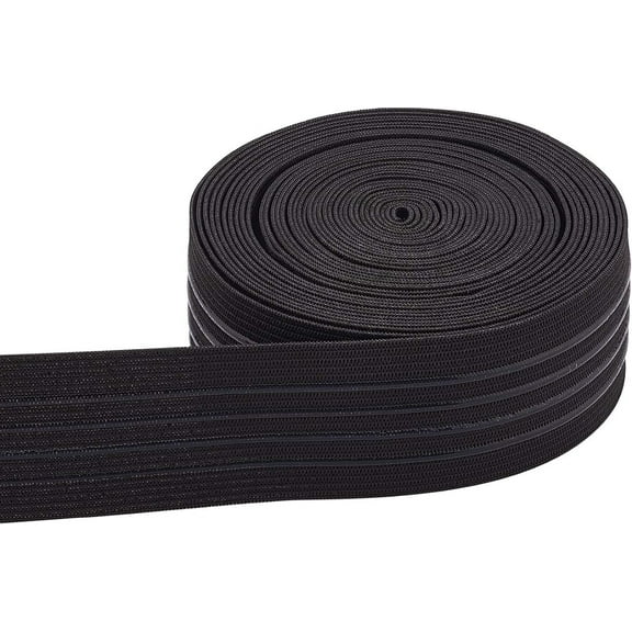 6 Yards 37mm Wide Non-Slip Elastic Band Straight Silicone Elastic Gripper Band Flat Waistband for Garment Sewing Project Black