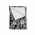 thumbnail image 2 of Aster Soft Flannel Fleece Throw Blanket, Retro Composition of Spring Blooms with Foliage Monochrome Countryside Flora, Cozy Plush for Indoor and Outdoor Use, 70" x 90", Black and White, by Ambesonne, 2 of 6