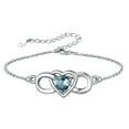 thumbnail image 1 of Pulsera Silvora Mujer Corazón Infinito Piedra de nacimiento aguamarina sintética Plata esterlina Regalo cumpleaños madre e hija Marzo, 1 of 8
