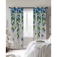 thumbnail image 4 of Blue Floral Spring Blackout Curtains for Bedroom Living Room Darkening Curtains 84 Inch Length 2 Panels Set Summer Farmhouse Botanical Wooden Window Curtain Window Treatment Grommet Drapes 42"x84", 4 of 9
