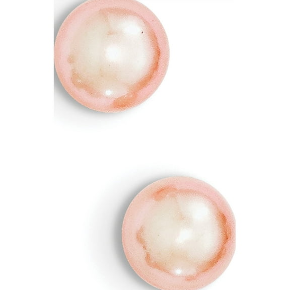 Primal Silver Sterling Silver Rhodium-plated 7-8mm Pink Freshwater Cultured Button Pearl Stud Earrings