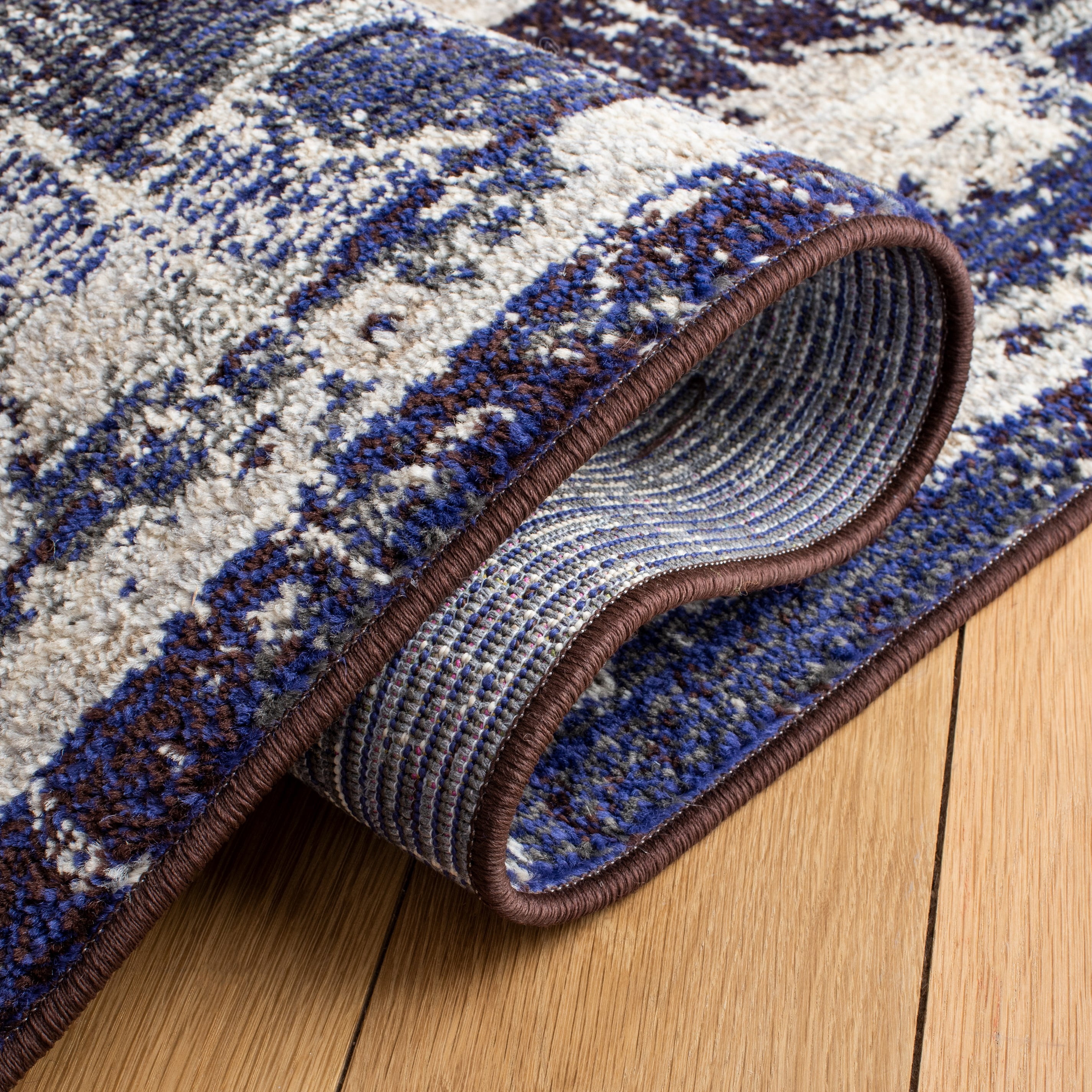 SAFAVIEH Madison Elinor Traditional Distressed Runner Rug, Black Purple/Beige, 2' x 8'