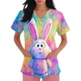 thumbnail image 4 of Easter Scrubs for Women Soft Stretch Medical Scrub Shirts Plus Size Cute Bunny Eggs Print Nursing Uniform Scrubs Shirt with Pockets, 4 of 5