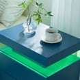 thumbnail image 4 of Cubehom Nightstand LED End Table Modern Bedside Table with 2 Drawers Wood Furniture for Adults Bedroom Living Room All Blue, 4 of 6
