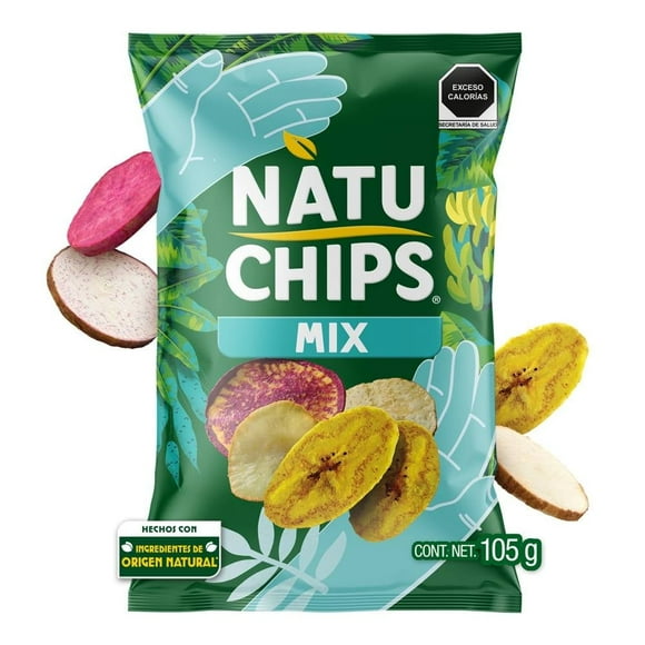 Mezcla Natu Chips mix taro plátano camote y yuca con sal 105 g