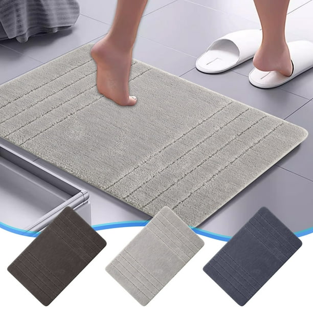 Alfombra de baño de microfibra suave - alfombra absorbente antideslizante de 40x60cm, lavable a máquina, secado rápido, gris/azul/negro