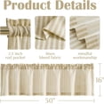 thumbnail image 4 of Valance Curtain Linen Textured Striped Window Curtain for Living Room Light Filtering Ticking Stripe Farmhouse Valance for Kitchen Rod Pocket 1 Panel 16 Inch Beige 1 Panel, 4 of 7