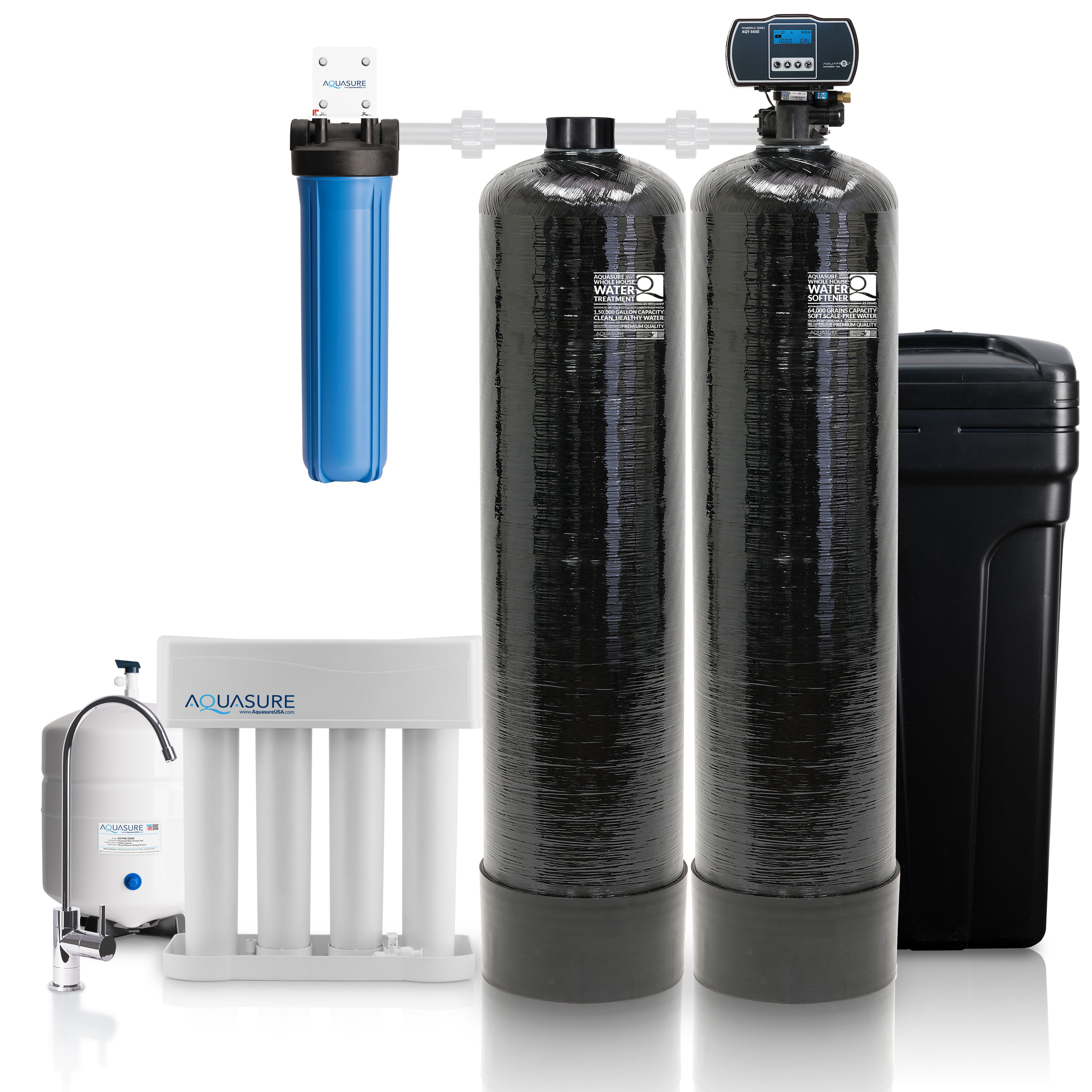Aquasure Signature Series Complete Whole House Water Treatment System w/water softener, Water
