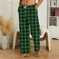 thumbnail image 2 of Men's Pajama Pants Plaid Lounge Warm Sleepwear Pants Bottoms Drawstring and Pockets Dark Green S, 2 of 3