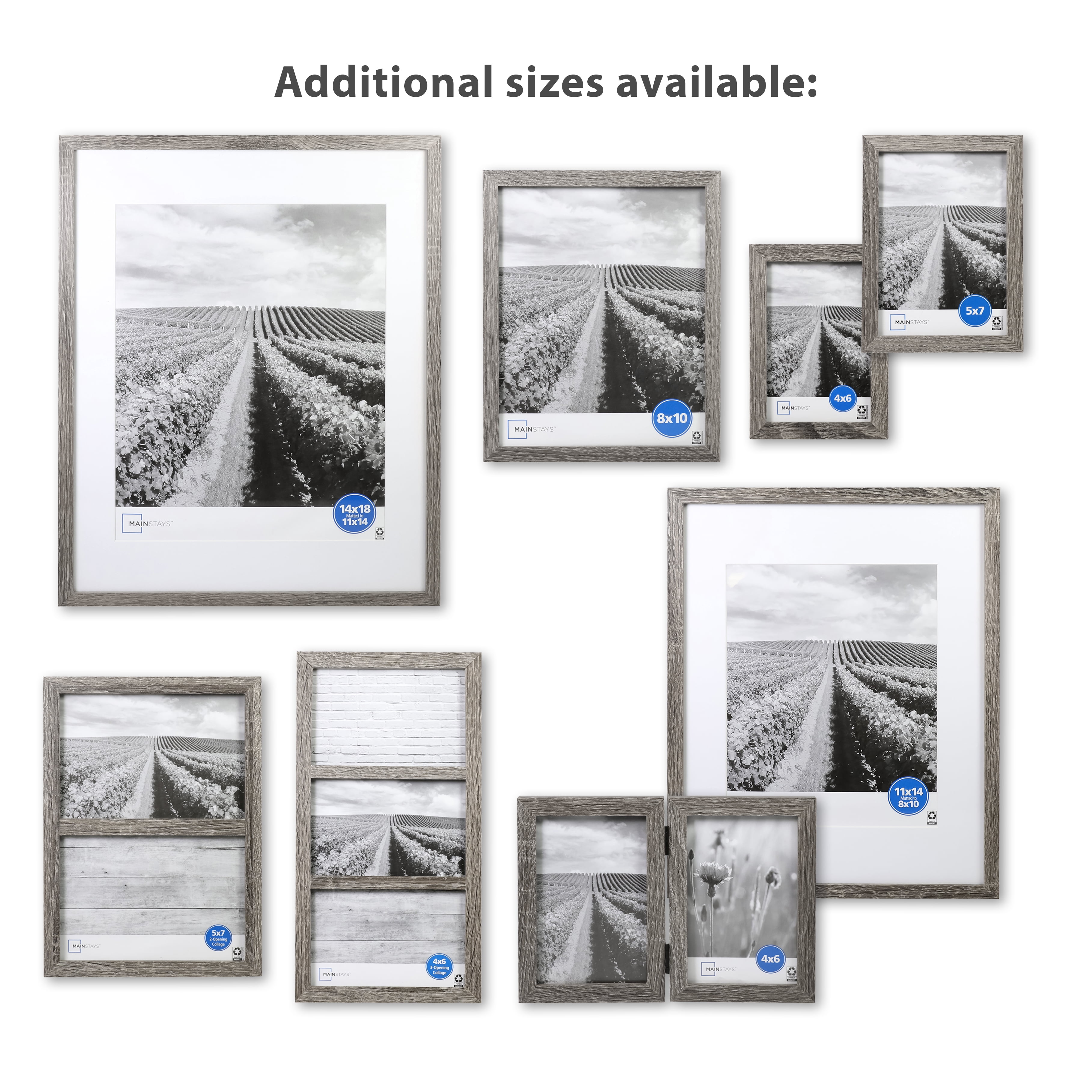(3 pack) Mainstays 8x10 Linear Picture Frame, Rustic Gray, Set of 2