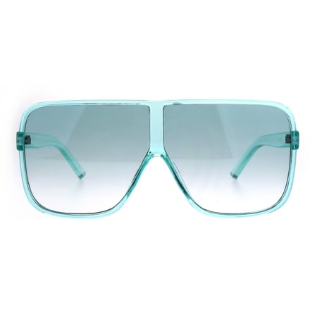 Womens Oversize Mob Color Flat Top Sport Racer Sunglasses Blue