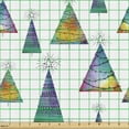 thumbnail image 2 of Ambesonne Christmas Fabric by the Yard Upholstery, Watercolor Trees Stars, 10 Yards, Charcoal Grey Multicolor, 2 of 5