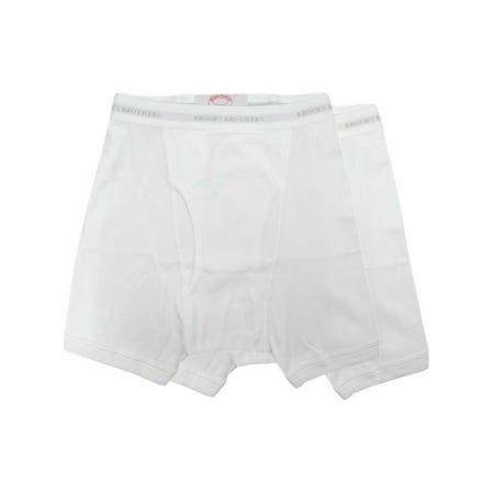 New Brooks Brothers Mens White Regular Fit 2 Cotton Boxers Briefs Sz Medium M 8157-5