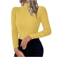 thumbnail image 2 of DIOAZUD Women's Ribbed Knit Turtleneck Sweaters Long Sleeve Slim Fit Pullover Tops Fall Winter Lightweight Sweaters for Women Yellow S-XL, 2 of 8