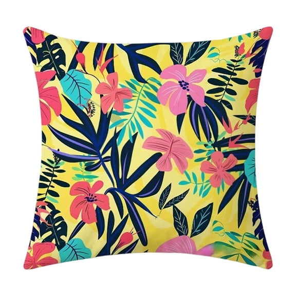 Btomtd Floral Fruit Throw Pillow Covers 18 x 18 Inch, Outdoor Waterproof Summer Pillow Case, Couch Pillow Covers for Courtyard Balcony Seat, H