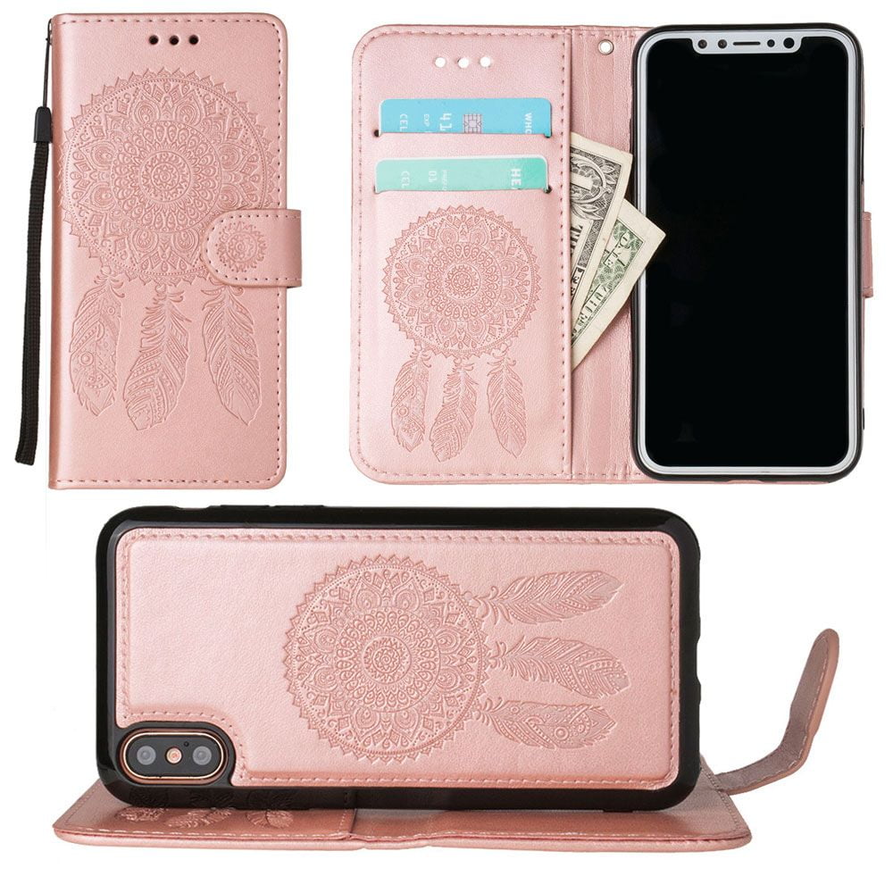 Apple iPhone X Wallet Case, Slim PU Leather Embossed Design with