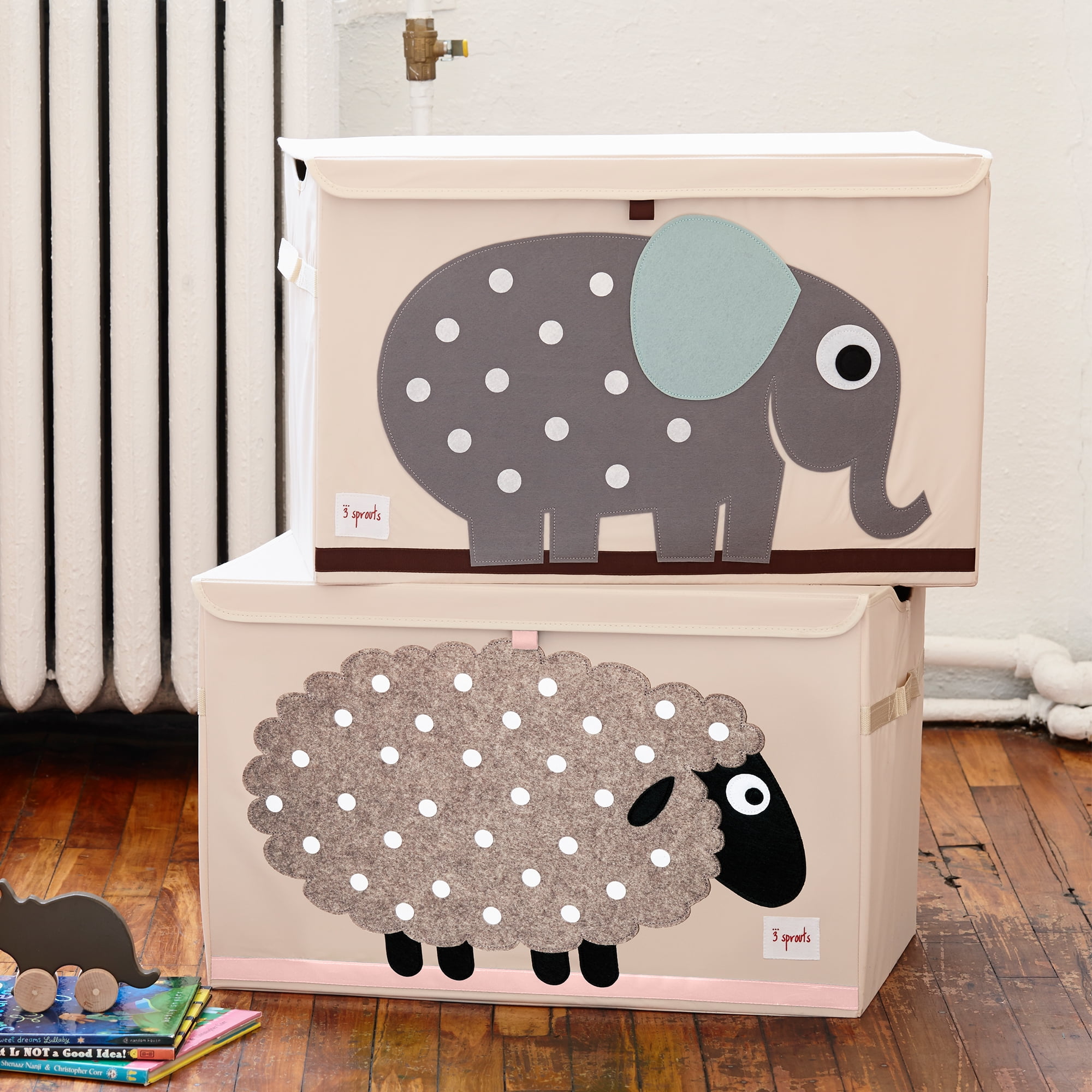 3 Sprouts UTCSHP Collapsible Toy Chest Storage Bin for Kids Playroom, Sheep