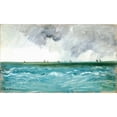 thumbnail image 2 of Karl Pierre Daubigny 14x10 Black Ornate Wood Framed Double Matted Museum Art Print Titled: Seascape (19th Century), 2 of 5