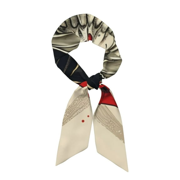 Xecao Gothic Skull With Roses Pattern Large Satin Head Scarf - Satin Hair Scarves Silk Bandana Scarf Headscarf Silk Feeling Scarf for Women