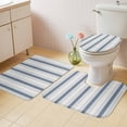 thumbnail image 2 of Blue Beige Bath Mat 3 Piece Bathroom Rug Set, Modern Abstract Gradient Vertical Stripes Non Slip Bath Rug Contour Mat and Toilet Lid Cover, Absorbent Shower Mats Soft Bath Rugs and Mats Sets, 2 of 8