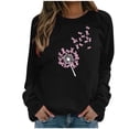 thumbnail image 3 of Jinhomg Fight Breast Cancer T Shirt for Women Cute Ribbon Dandelion Print Pullovers Inspirational Long Sleeve Holiday Tops Fall Dressy Casual Drop Shoulder Tees Black L, 3 of 5