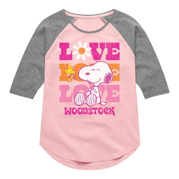 Peanuts - Love Woodstock - Toddler & Youth Girls Raglan Graphic T-Shirt