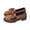 Brown, variant on Women Fashion Loafers Thick Sole Daily Office Shoes Bowknot Comfort Walking Shoes for All Seasons Blue