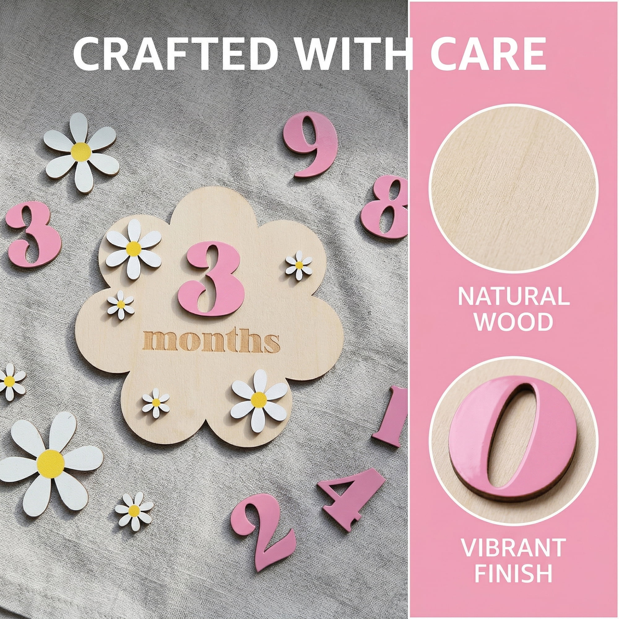 Unique Bargains Wooden Flower Wall Art Decor Layered Floral Wood Sign Pink 6.3in