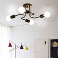 thumbnail image 2 of Lámpara de techo moderna, lámpara de techo de metal industrial, 4 lámparas, lámpara de techo LED E27, lámpara colgante moderna de araña negra para sala de estar, dormitorio, cocina, sin bombillas, 2 of 6