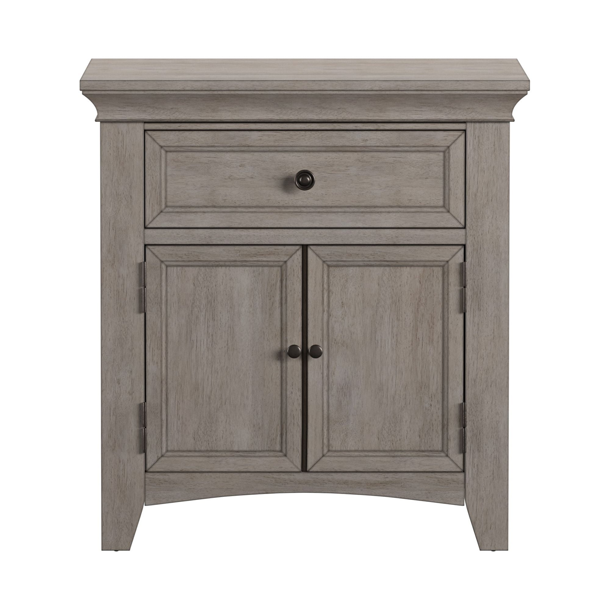 Weston Home Crestler Classic Cupboard Nightstand with 1-Drawer & Charging Station, Antique White