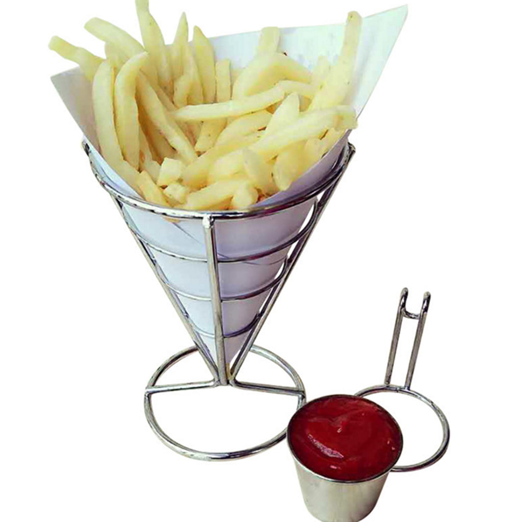 French Fries Chips Dipping Cone Snacks Food Bowl Serving Stand Basket Party 