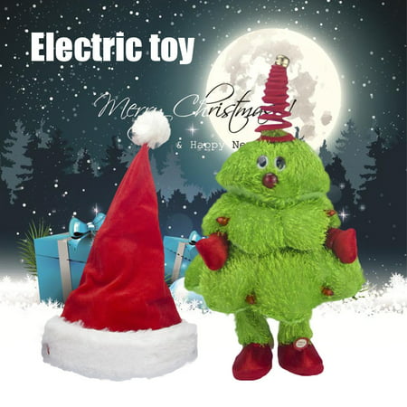 Singing And Dancing Christmas Tree/Moving Christmas Hat Electric Children's Toy Kids Toys，Christmas Present (Battery Free), Christmas