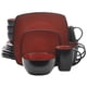 thumbnail image 1 of Juego De Vajilla Gibson Soho Lounge Square Reactive Glaze, Servicio Rojo Para 4 (16 Piezas), 1 of 5