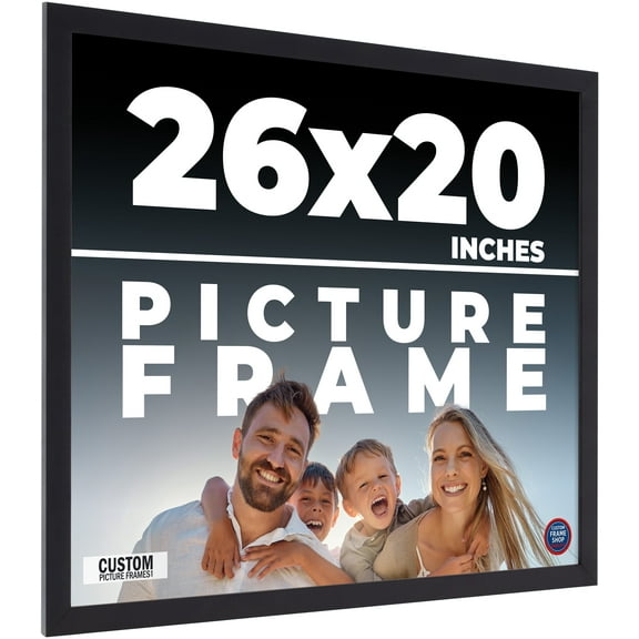 26x20 Frame Black Real Wood Picture Frame Width 0.75 inches | Interior Frame Depth 0.5 inches |