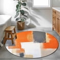 thumbnail image 4 of Burnt Orange Gray Round Area Rug 3 FT,Small Kitchen Bathroom Mats,Modern Abstract Oil Painted Geometric Washable Indoor Outdoor Throw Runner Carpet Non-Shedding Doormat for Table Shower Sofa Entryway, 4 of 8