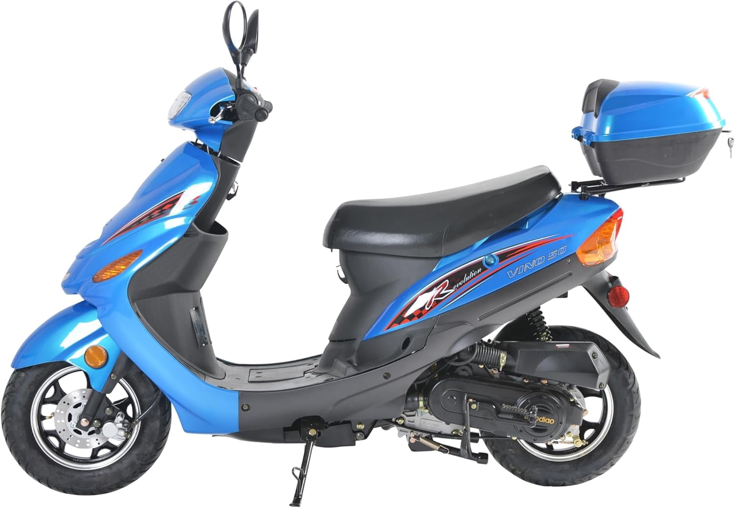 HHH Brand New Upgraded 49cc/ 50cc Gas Fully Automatic Scooter Moped MP50-02 with Matching Trunk - Sporty-Blue