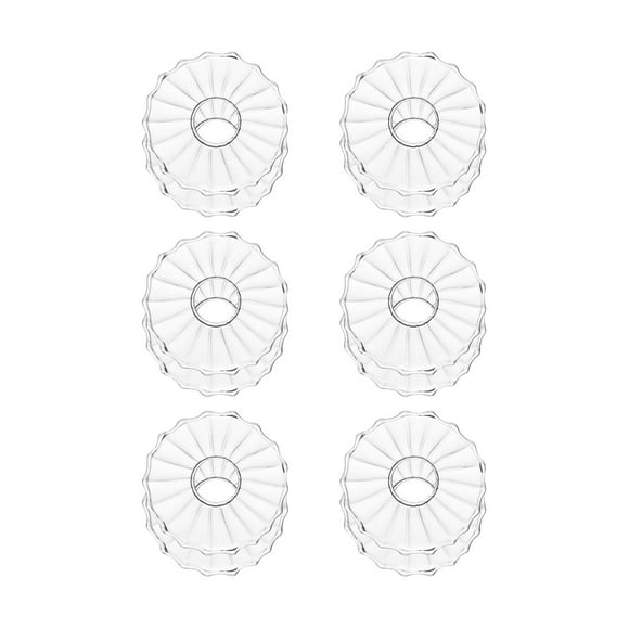 6 protectores antigoteo para candelabros cónicos, bandeja redonda de vidrio transparente. Acanalado