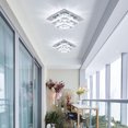 thumbnail image 4 of Lámpara de techo de cristal de acero inoxidable, lámpara de techo con espejo LED de 24 W, lámpara de araña moderna para sala de estar, dormitorio, cocina, luz blanca, 4 of 5